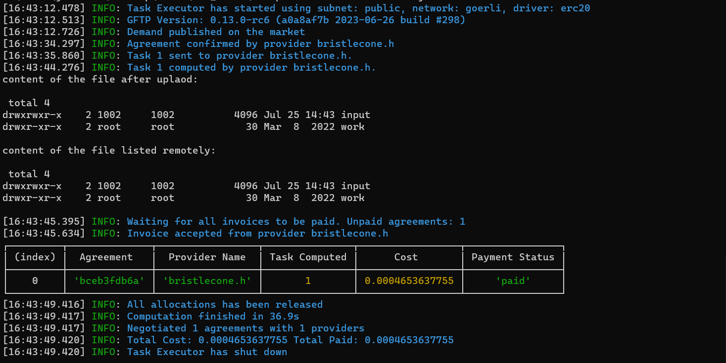 Downloadfile output log